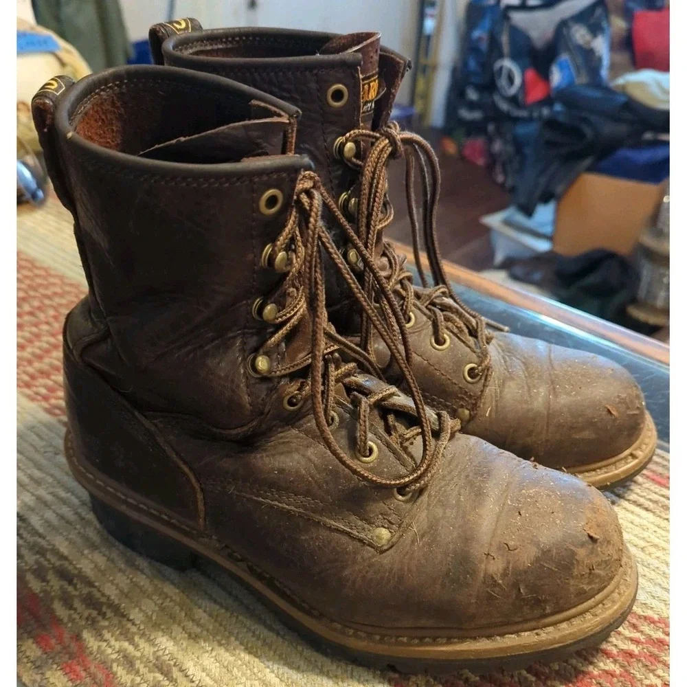 Carolina Work‎ Boots Mens 8 D Brown Waterproof Leather Hard Toe Lace-Up Vintage
